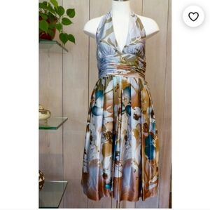 Adrianna Papell Dress Water Color Floral Sequin Design NWT Size 6